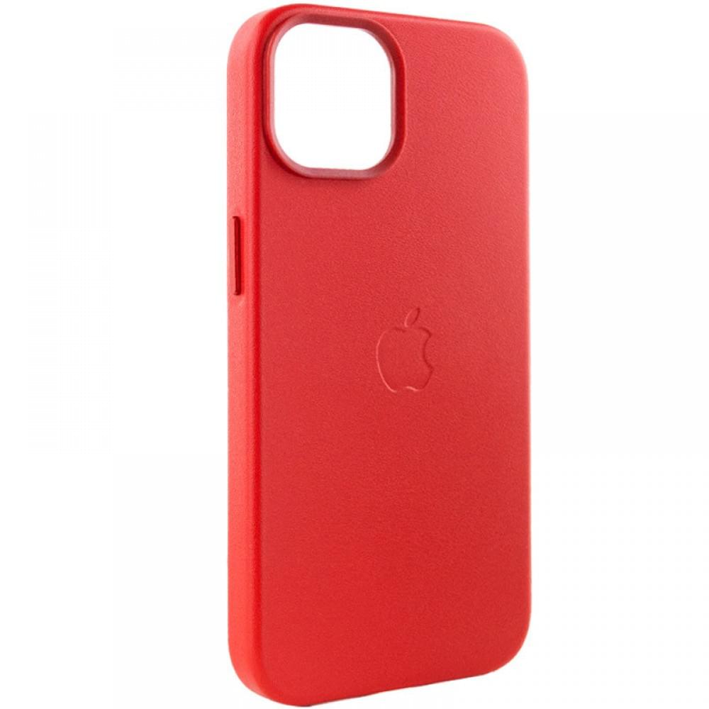 Шкіряний чохол Leather Case (AA Plus) with MagSafe для Apple iPhone 14 (6.1") Crimson