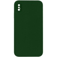 Чохол Silicone Case Square Full Camera Protective (AA) NOLOGO для Apple iPhone X / XS (5.8") Зелений / Army green