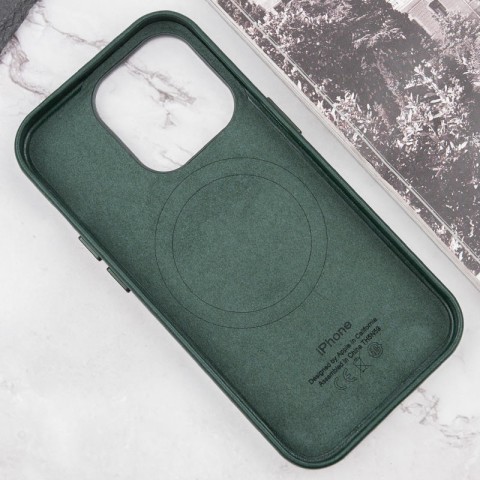 Шкіряний чохол Leather Case (AAA) with MagSafe and Animation для Apple iPhone 16 Pro (6.3") Green