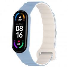 Ремінець Dual-color Magnetic для Xiaomi Mi Band 7/6/5/4/3 Lilac Blue / White