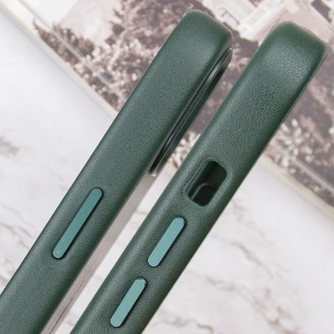 Шкіряний чохол Leather Case (AAA) with MagSafe and Animation для Apple iPhone 13 (6.1") Sequoia Green