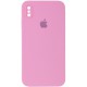 Чохол Silicone Case Square Full Camera Protective (AA) для Apple iPhone X / XS (5.8") Рожевий / Light pink