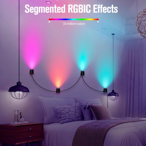 Настінна LED лампа RGB Intelligent wall lamp 6 pcs with Bluetooth European plug with app Black