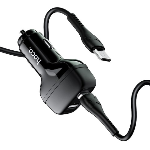 АЗП Hoco Z36 Leader 2.4A (2USB-A) + кабель USB to MicroUSB Чорний