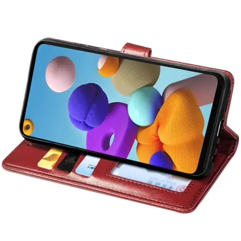 Шкіряний чохол-книжка GETMAN Gallant (PU) для Samsung Galaxy A21s Червоний