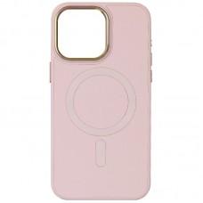 Шкіряний чохол Bonbon Leather Metal Style with MagSafe для Apple iPhone 15 (6.1") Рожевий / Light pink