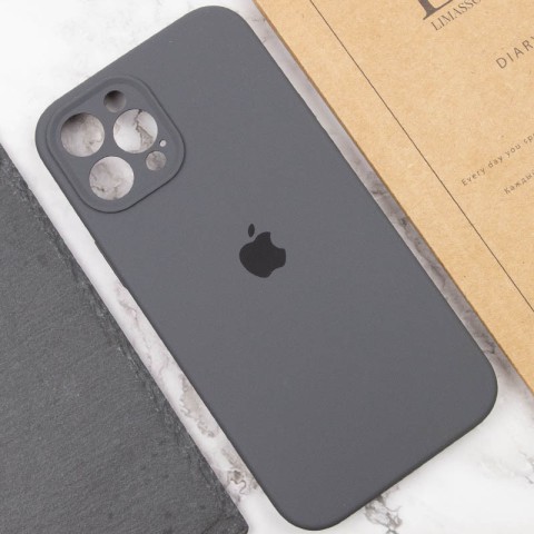 Чохол Silicone Case Full Camera Protective (AA) для Apple iPhone 12 Pro (6.1") Сірий / Dark Gray