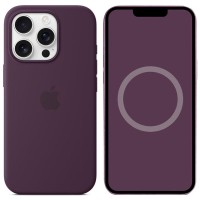 Чохол Silicone case (AAA) with Magsafe and Animation для Apple iPhone 16 Pro (6.3") Plum