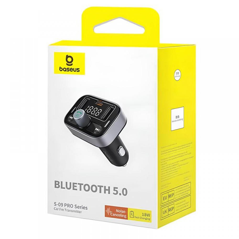 АЗП FM модулятор Baseus S-09 Pro Series 18W (2USB-A/1C) (C10762200113) Cluster Black