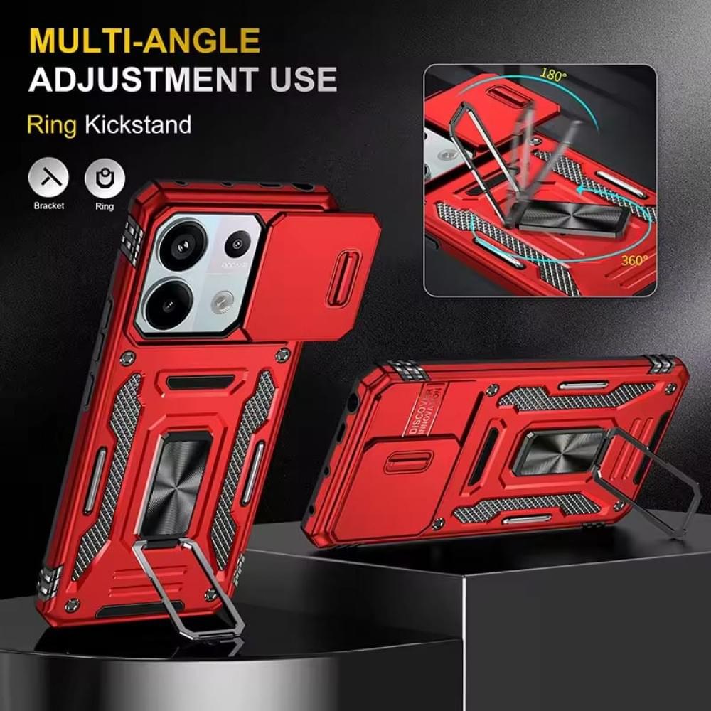 Ударостійкий чохол Camshield Army Ring для Xiaomi Poco X6 Pro Червоний / Red