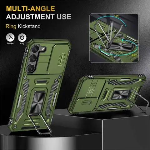 Ударостійкий чохол Camshield Army Ring для Samsung Galaxy S22+ Оливковий / Army Green