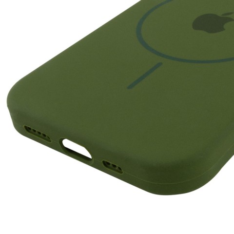 Чохол Silicone Case Full Protective (AA) with MagSafe для Apple iPhone 15 (6.1") Зелений / Dark Olive