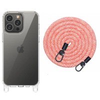 Чохол TPU Transparent with Straps для Apple iPhone 14 Pro (6.1") Red / White