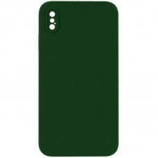 Silicone Case Square Full Camera Protective (AA) NOLOGO для Apple iPhone X / XS (5.8") Зелений / Army green