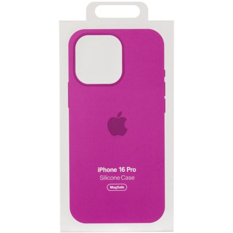 Чохол Silicone case (AAA) with Magsafe and Animation (button) для Apple iPhone 16 Pro (6.3") Fuchsia