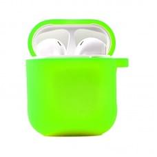 Силіконовий футляр з мікрофіброю для навушників Airpods 1/2 Салатовий / Neon green
