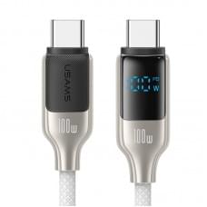 Дата кабель Usams US-SJ742 Digital Display HX Ser. Type-C to Type-C 100W (1.2m) Titanium