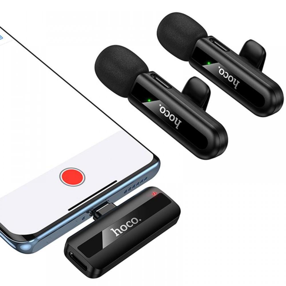 Петличний бездротовий мікрофон Hoco L20A Mini Voice (Lightning/Type-C) 60 mAh Black