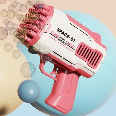 Пістолет для мильних бульбашок Bubble Gun 698-20 з насадками на 32/45 отворів 50ml Pink