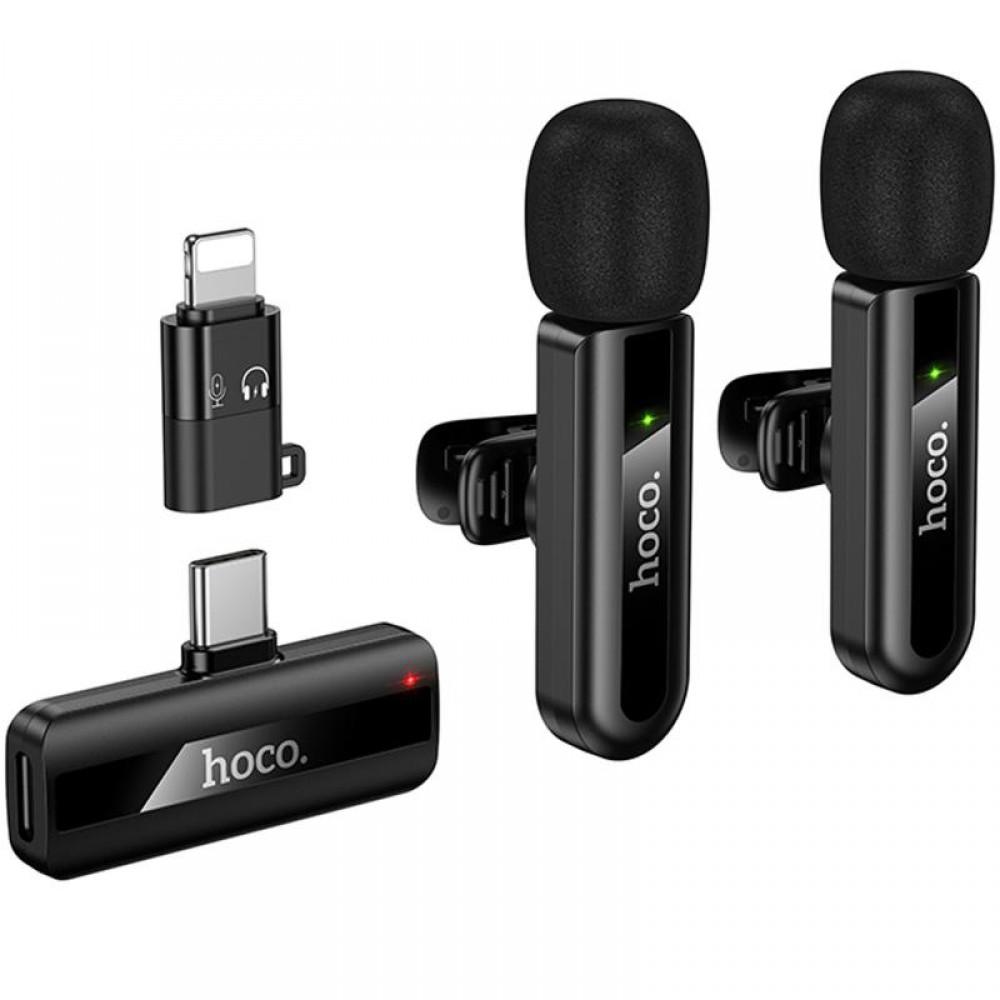 Петличний бездротовий мікрофон Hoco L20A Mini Voice (Lightning/Type-C) 60 mAh Black