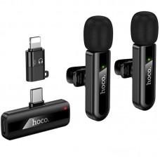 Петличний бездротовий мікрофон Hoco L20A Mini Voice (Lightning/Type-C) 60 mAh Black