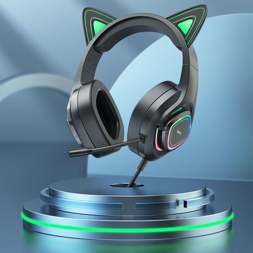 Накладні навушники Hoco W107 Cute cat (USB+3.5mm/2m) Elf Cat