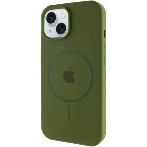 Чохол Silicone Case Full Protective (AA) with MagSafe для Apple iPhone 15 (6.1") Зелений / Dark Olive