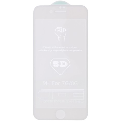 Захисне скло 5D Hard (full glue) (тех.пак) для Apple iPhone 7 / 8 / SE (2020) (4.7") Білий