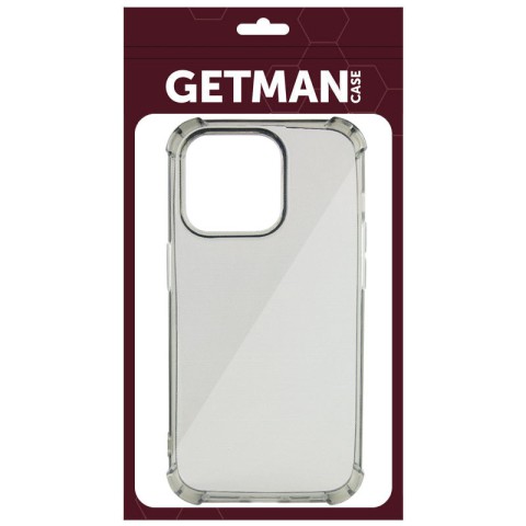 TPU чохол GETMAN Ease logo посилені кути для Apple iPhone 14 Pro Max (6.7") Сірий (прозорий)