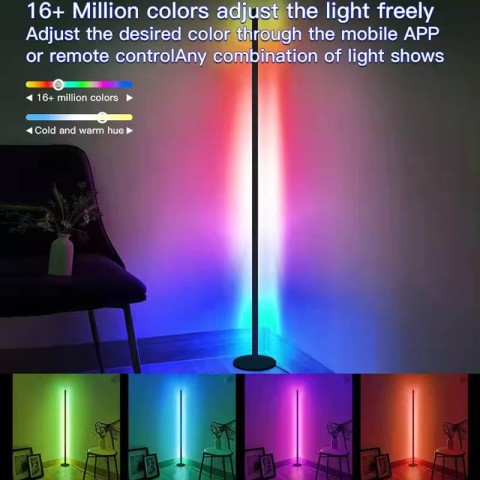 Підлогова кутова LED лампа RGB SAL-005B 120cm Bluetooth USB with app Black
