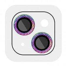 Захисне скло Metal Shine на камеру (у упак.) для Apple iPhone 14 (6.1") / 14 Plus (6.7") Бузковий / Rainbow