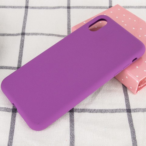 Чохол Silicone Case Full Protective (AA) NO LOGO для Apple iPhone X / XS (5.8") Фіолетовий / Grape