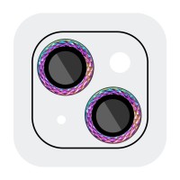 Захисне скло Metal Shine на камеру (у упак.) для Apple iPhone 15 (6.1") / 15 Plus (6.7") Бузковий / Rainbow