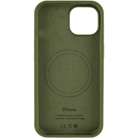 Чохол Silicone Case Full Protective (AA) with MagSafe для Apple iPhone 15 (6.1") Зелений / Dark Olive