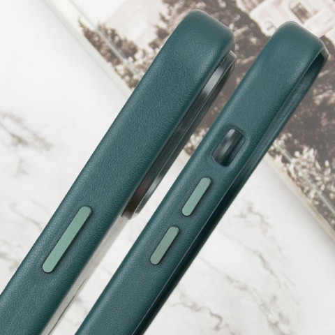 Шкіряний чохол Leather Case (AAA) with MagSafe and Animation для Apple iPhone 14 Pro Max (6.7") Forest Green
