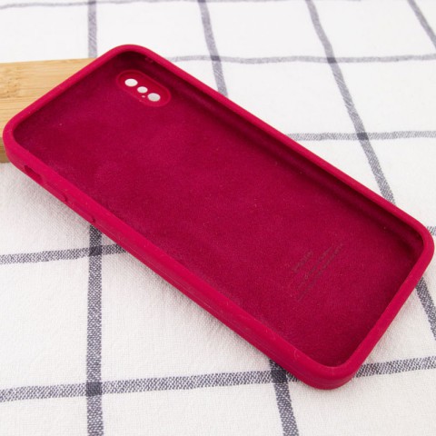 Чохол Silicone Case Square Full Camera Protective (AA) NOLOGO для Apple iPhone XS Max (6.5") Червоний / Rose Red