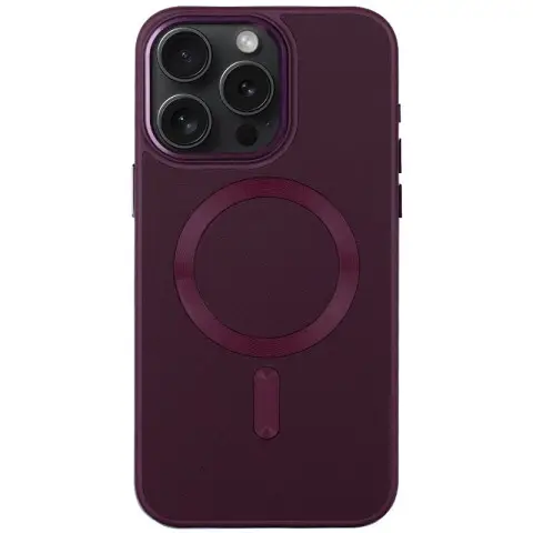 Шкіряний чохол Bonbon Leather Metal Style with MagSafe для Apple iPhone 12 Pro Max (6.7") Бордовий / Plum