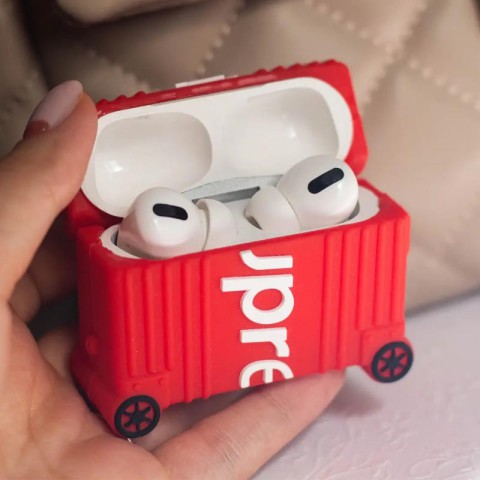 Силіконовий футляр Brand для навушників AirPods 3 + кільце Supreme red