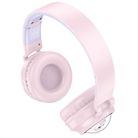 Накладні бездротові навушники Hoco W50 Cute fun Pink