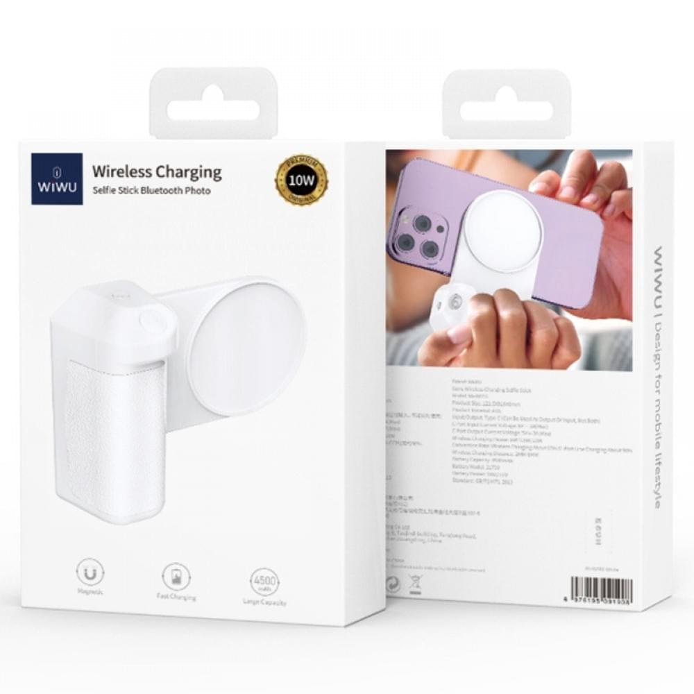 Портативний ЗП Power Bank WIWU Wi-W016+Selfie Stick з БЗП 4500 mAh White
