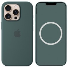 Чохол Silicone case (AAA) full with Magsafe and Animation для Apple iPhone 16 Pro Max (6.9") Lake Green