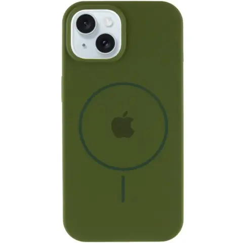 Чохол Silicone Case Full Protective (AA) with MagSafe для Apple iPhone 15 (6.1") Зелений / Dark Olive