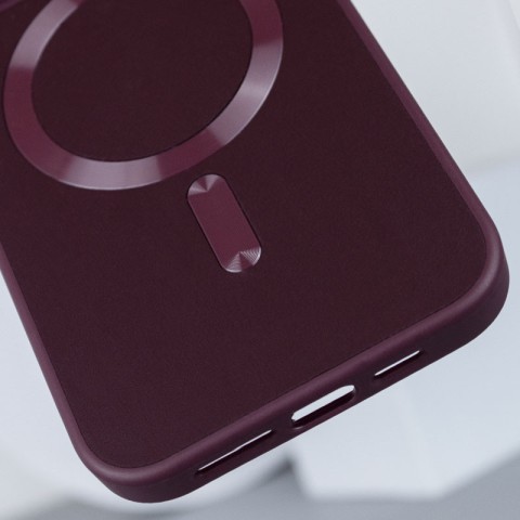 Шкіряний чохол Bonbon Leather Metal Style with MagSafe для Apple iPhone 12 Pro Max (6.7") Бордовий / Plum