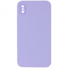 Silicone Case Square Full Camera Protective (AA) NOLOGO для Apple iPhone X / XS (5.8") Бузковий / Dasheen