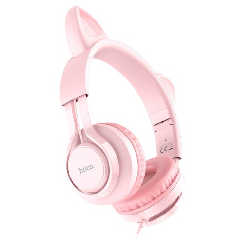 Накладні навушники Hoco W36 Cat ear (3.5mm/1.2m) Pink
