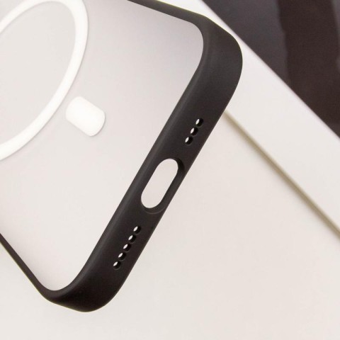 TPU+PC чохол Blueo Skin Friendly Frosted with MagSafe для Apple iPhone 16 Pro Max (6.9") Чорний / Белое кольцо