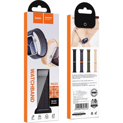 Ремінець Hoco WA25 Original series nylon strap для Apple watch 38/40/41mm Black and Blue