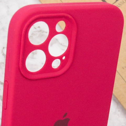 Чохол Silicone Case Full Camera Protective (AA) для Apple iPhone 12 Pro (6.1") Червоний / Rose Red