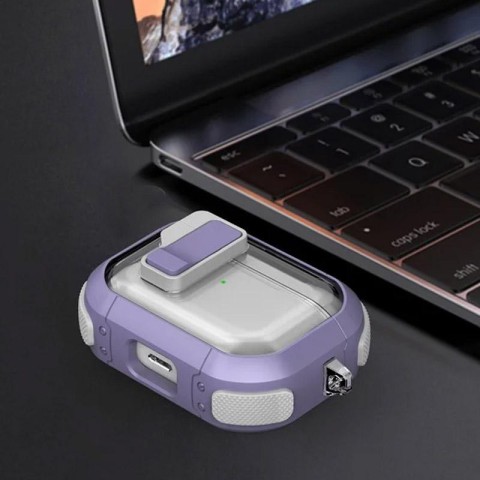 Футляр протиударний Locking Button для навушників Airpods Pro 3 Light Purple