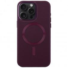 Шкіряний чохол Bonbon Leather Metal Style with MagSafe для Apple iPhone 12 Pro Max (6.7") Бордовий / Plum